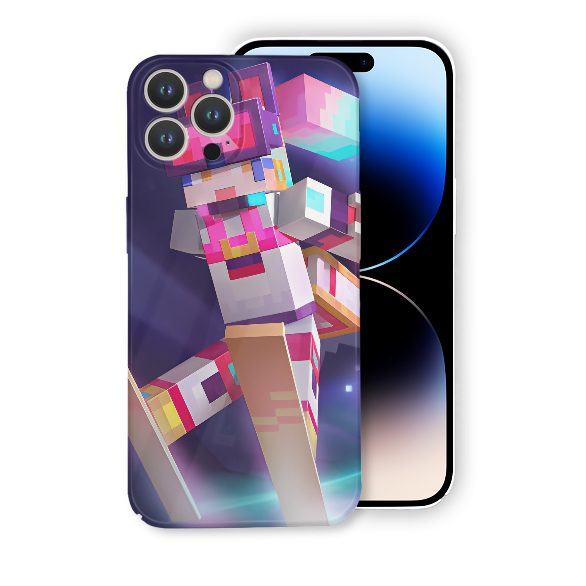 （画像用） マインクラフト ブロックの世界 Minecraft MC Block world 【iPhone 14シリーズ対応】ハードケース